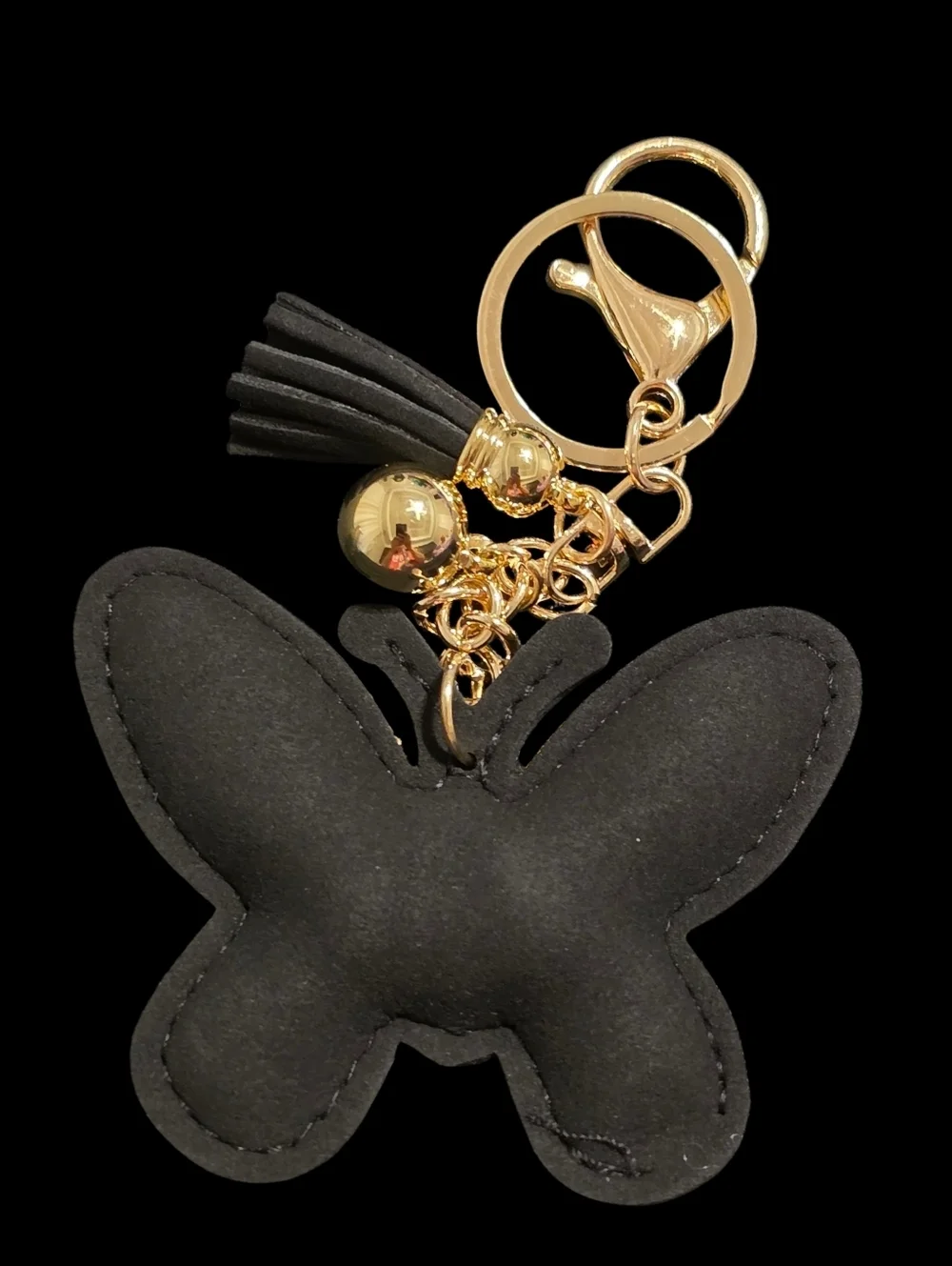 Elegant Black and Silver Butterfly Bag Charm Keychain